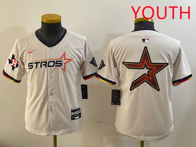 Youth Houston Astros Blank Cream three generations Joint Name 2025 Nike MLB Jersey style 41410->youth mlb jersey->Youth Jersey